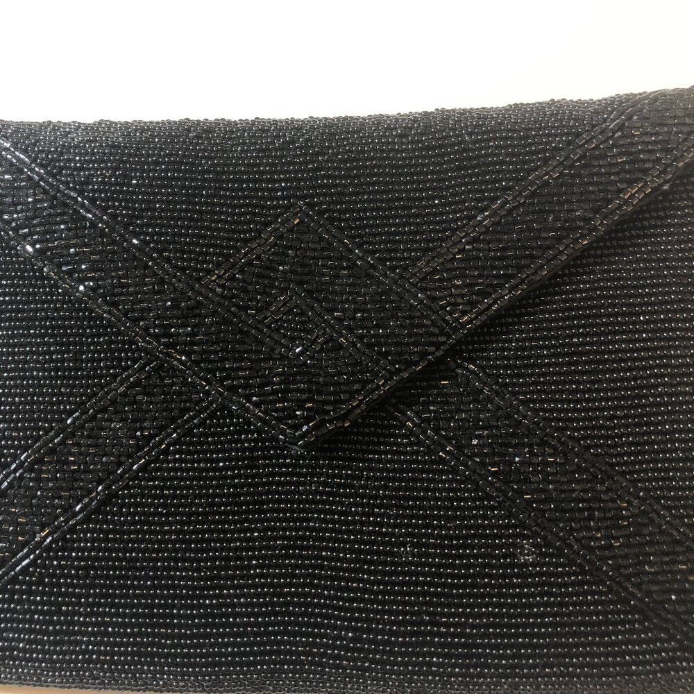 Vintage Waldorf Black Beaded Clutch – Hand Made in Hong Kong - Picture 7 of 16